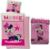 Disney Minnie Mouse Dekbedovertrek - Eenpersoons - 140 x 200 cm - Flanel , incl. Disney Minnie Mouse- sprei- deken- quilt - bedrukt gewatteerd- 140 x 200 cm - Polyester