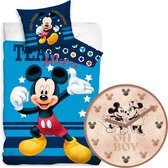 Dekbedovertrek Mickey Mouse- Disney- 1 persoons- 140x200- Katoen- incl. wandklok Disney- Mickey en Minnie