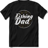 Fishing Dad - Vissen T-Shirt | Geel | Grappig Verjaardag Vis Hobby Cadeau Shirt | Dames - Heren - Unisex | Tshirt Hengelsport Kleding Kado - Zwart - 3XL