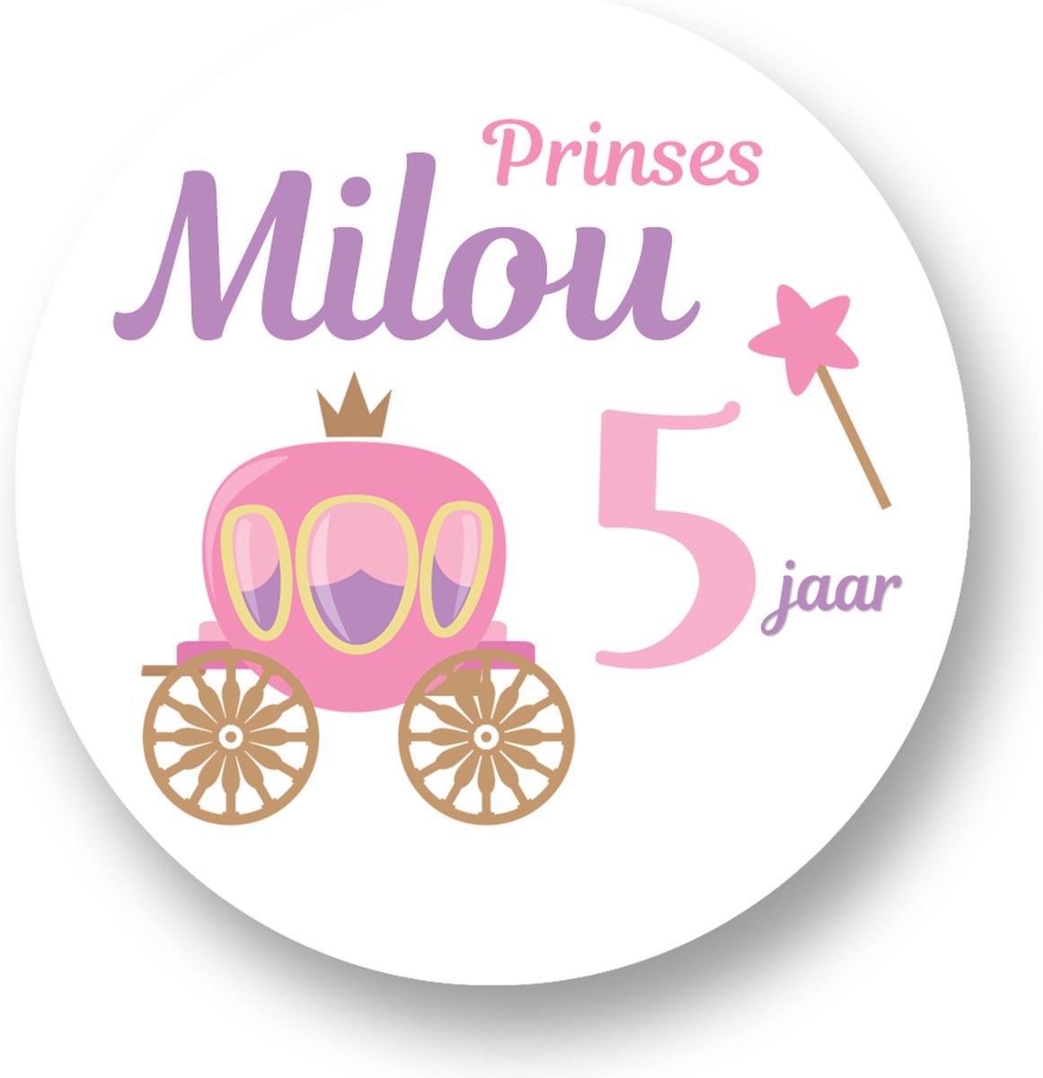 Traktatie Stickers Met Naam en Leeftijd - * Koets - Gepersonaliseerd - Sluitstickers - Kinderfeest Traktatie - Uitdelen - Uitdeeltraktatie - Traktatiestickers Pimp Studio
