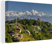 Canvas schilderij 150x100 cm - Wanddecoratie Ochtendbeeld van het Himalaya gebergte vanuit Nagarkot, Nepal - Muurdecoratie woonkamer - Slaapkamer decoratie - Kamer accessoires - Schilderijen