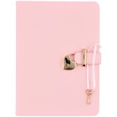 Dagboek met hartslot - PU leer - roze - Valentijn