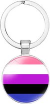 Akyol - LGBT Pride sleutelhanger - Genderfluïde - Transgender Pride sleutelhanger - Regenboog - Gay - lesbian - trans - cadeau - feestdag - verrassing - respect - equality