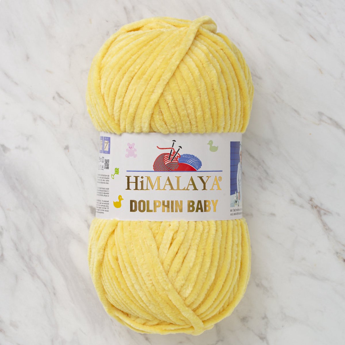 Himalaya Dolphin Baby 80313 Geel Fluwelen Garen, Breien en Haken, 100g, Super Zacht, Fluweel Breigaren, Volumineuze Pluche, Schijnen Fluweelachtig, Chenille Dolfijn Baby Wol, Amigurumi, Velluto Velours, Breiwol, Haakgaren, Kind Deken