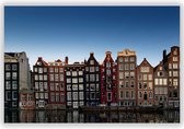 Grachten panden op een rij in Amsterdam  - Foto op Aluminium  - Foto op Dibond - Aluminium Schilderij - Wanddecoratie - 120x80 cm