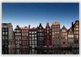 Grachten panden op een rij in Amsterdam  - Foto op Aluminium  - Foto op Dibond - Aluminium Schilderij - Wanddecoratie - 120x70 cm