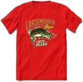 Catch and Release - Vissen T-Shirt | Beige | Grappig Verjaardag Vis Hobby Cadeau Shirt | Dames - Heren - Unisex | Tshirt Hengelsport Kleding Kado - Rood - XXL