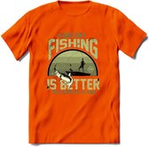A Bad Day Fishing - Vissen T-Shirt | Groen | Grappig Verjaardag Vis Hobby Cadeau Shirt | Dames - Heren - Unisex | Tshirt Hengelsport Kleding Kado - Oranje - L