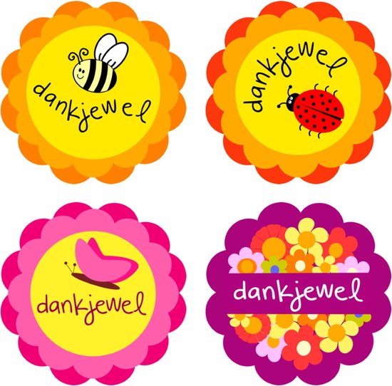 Ouligay 120 stuks bedankstickers, ronde bedankstickers Thank You