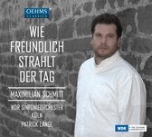 Maximilian Schmitt in een wit overhemd voor een stenen muur, met de titel 'Wie Freundlich Strahlt Der Tag'.
