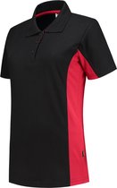 Tricorp poloshirt bi-color dames - 202003 - zwart / rood - maat XL
