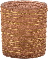 J-Line T-Lichthouder Lijnen Glitter Glas Terracotta/Goud Small Set van 6 stuks