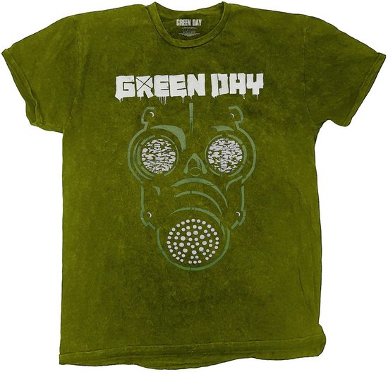 Green Day Heren Tshirt XL Gas Mask Groen
