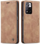 CaseMe - Hoesje geschikt voor Xiaomi Redmi Note 11 Pro - Wallet Book Case - Magneetsluiting - Licht Bruin