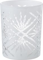 J-Line Windlicht Santorini Glas Wit Medium Set van 3 stuks