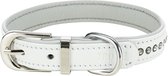Trixie halsband hond active comfort met strass steentjes leer wit (20-24X1,2 CM)