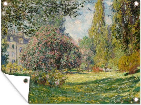 Tuinschilderij Landschap het Parc Monceau - Schilderij van Claude Monet - 80x60 cm - Tuinposter - Tuindoek - Buitenposter