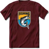 Vissen T-Shirt | Grappig Verjaardag Vis Hobby Cadeau Shirt | Dames - Heren - Unisex | Tshirt Hengelsport Kleding Kado - Burgundy - XXL