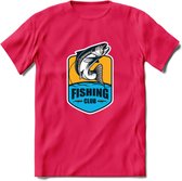 Fishing - Vissen T-Shirt | Grappig Verjaardag Vis Hobby Cadeau Shirt | Dames - Heren - Unisex | Tshirt Hengelsport Kleding Kado - Roze - L