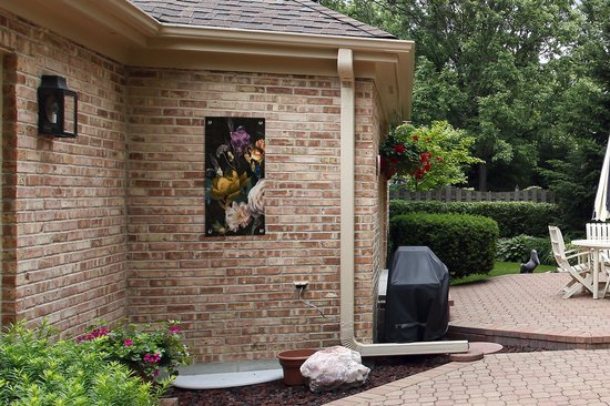 Tuinposter Bloem - Boeket - Patronen - 40x80 cm - Wanddecoratie Buiten - Tuinposter - Tuindoek - Schuttingposter - Tuinschilderij