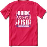 Born To Fish - Vissen T-Shirt | Grappig Verjaardag Vis Hobby Cadeau Shirt | Dames - Heren - Unisex | Tshirt Hengelsport Kleding Kado - Roze - XL
