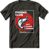 Fishing Club - Vissen T-Shirt | Grappig Verjaardag Vis Hobby Cadeau Shirt | Dames - Heren - Unisex | Tshirt Hengelsport Kleding Kado - Donker Grijs - M