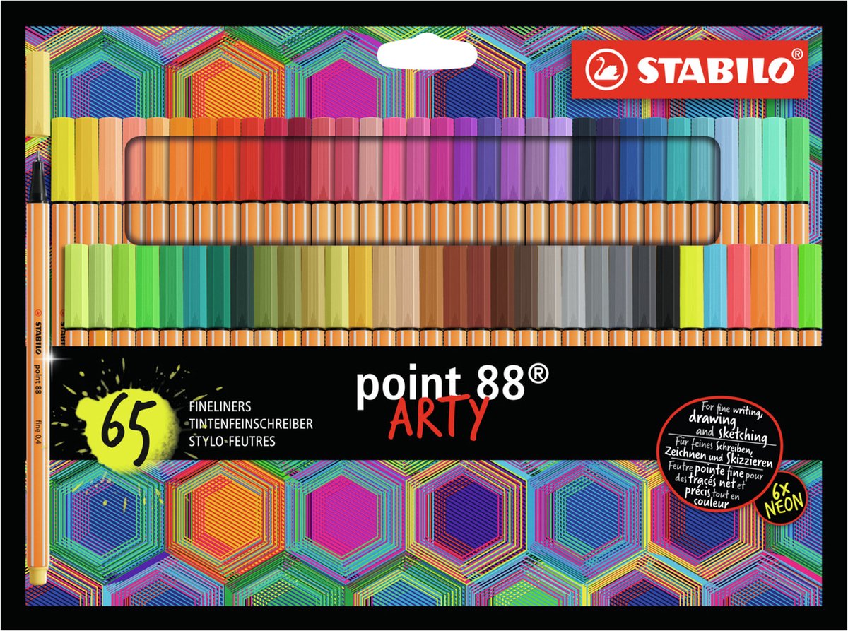 STABILO point 88 - Premium Fineliner - Fine 0,4 mm - Set Met Alle 65 Kleuren