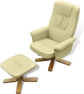 Furnibella – Tv Fauteuil met Voetensteun Crème Armstoel Luie Stoel Zetel Zitmeubel