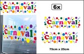 6x Raamsticker Carnaval 75cm x 25 cm - Carnaval themafeest festival sticker raam party feest