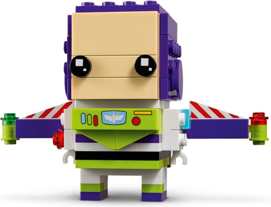 LEGO BrickHeadz Buzz Lightyear met paarse helm, witte en groene gestreepte borstplaat.