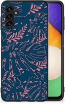 Silicone Back Cover Geschikt voor Samsung Galaxy A13 5G | Geschikt voor Samsung Galaxy A04s Telefoonhoesje met Zwarte rand Palm Leaves