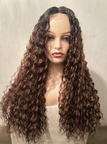 Synthetische curly hair middle part wig kleur R1B33A 60cm