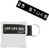 25x Pack Hospitrix Kiss of Life Keychain Wit - 5cm - Masque RCR avec Masque Respiratoire Jetable