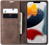 iPhone 13 Pro Max Bookcase hoesje - CaseMe - Effen Donkerbruin - Kunstleer