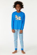 Woody pyjama jongens/heren - blauw - axolotl vis - 221-1-PLC-S/837 - maat 140