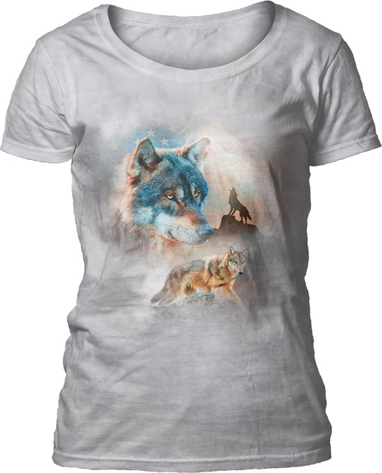 Ladies T-shirt Americana Wolf Collage XL