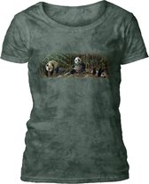 Ladies T-shirt Three Pandas L