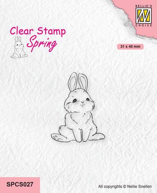 SPCS027 Nellie Snellen clearstamp Spring - Lapin mignon 2 - lapin tampon pâques - lapin lièvre assis - lapin printemps