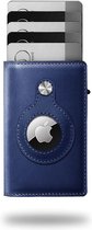 Premium Lederen Portemonnee Rine - Geschikt voor Apple AirTag - Pasjeshouder & Kaarthouder  - Blauw