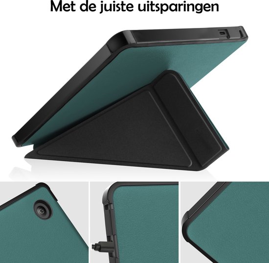 Hoesje Geschikt voor Kobo Sage Hoes Bescherm Hoesje Case Sleep Cover Trifold - Hoes Geschikt voor Kobo Sage Hoesje - Donkergroen van LeukeLeesSpullen — afbeelding 3