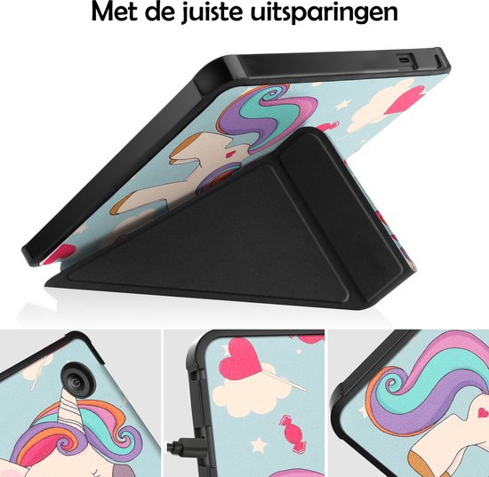 Hoesje Geschikt voor Kobo Sage Hoes Bescherm Hoesje Case Sleep Cover Trifold - Hoes Geschikt voor Kobo Sage Hoesje - Eenhoorn van Hoesje  — afbeelding 3