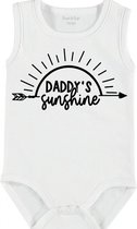 Baby Rompertje met tekst 'Daddy's sunshine' | mouwloos l | wit zwart | maat 50/56 | cadeau | Kraamcadeau | Kraamkado