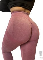 FIRAL Sportlegging - tiktok legging - dames legging - high waist legging - butt scrunch - Roze/Rood - Maat L/XL