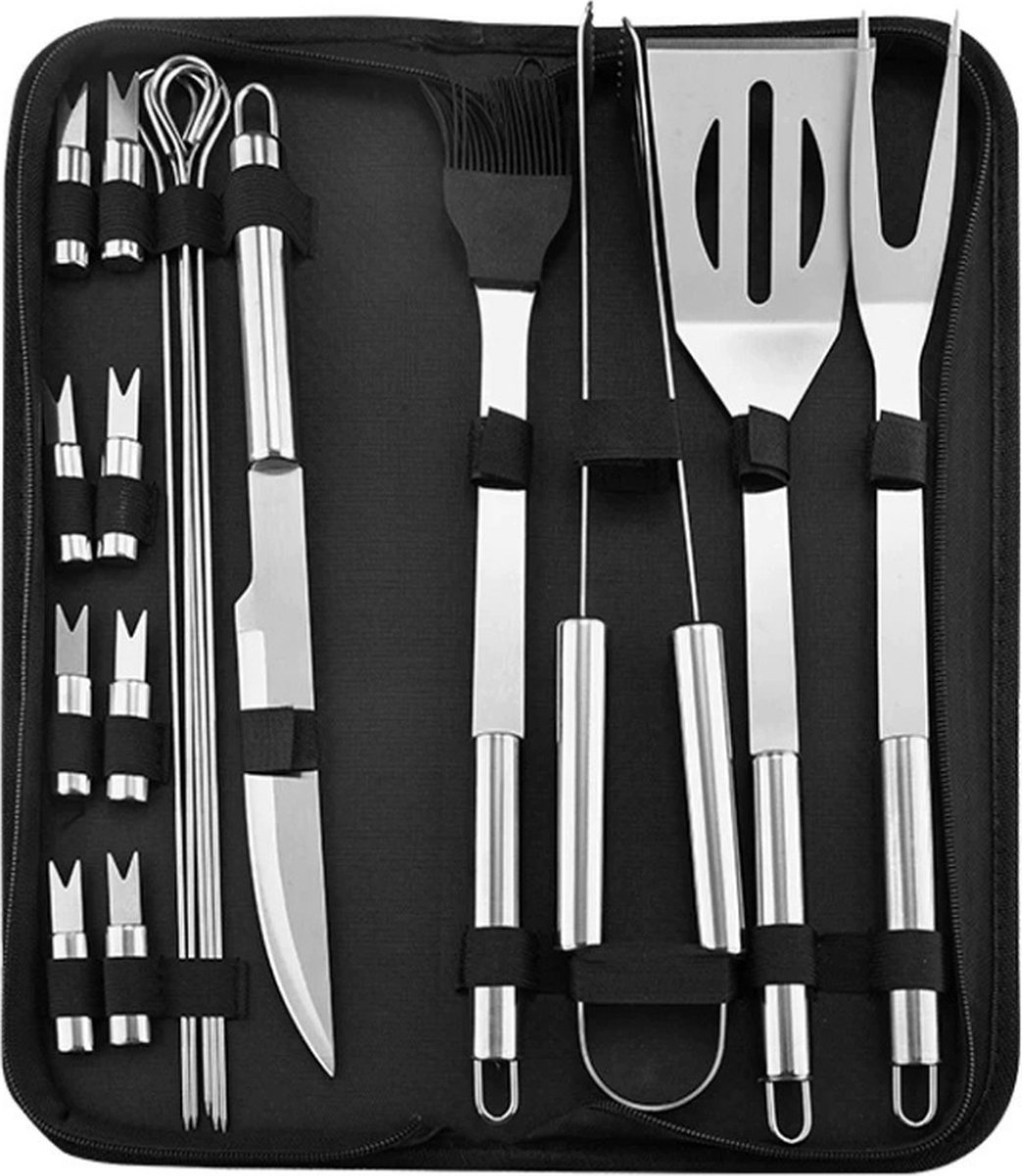 BetterKitchen BBQ tool set | Barbecuegerei-set - Grill tools - Incl handige tas - RVS - 3 Delig