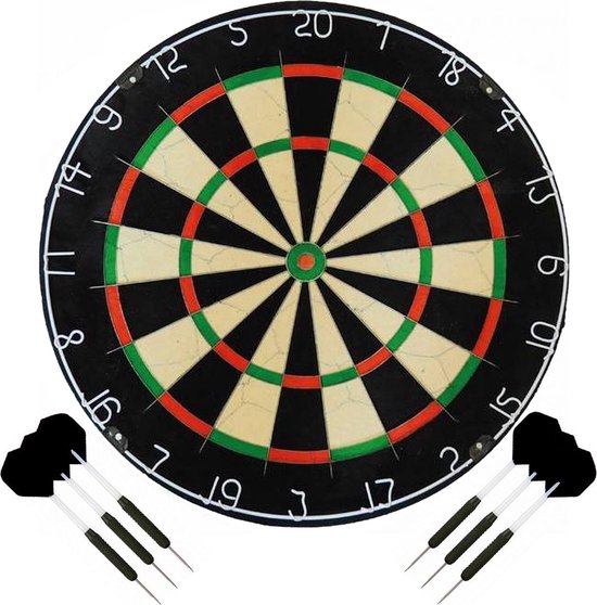 Dartset - Plain - dartbord - plus 2 sets - dartpijlen | bol.com
