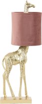 Tafellamp - Lamp - Slaapkamerlamp - Bureaulamp - Giraffe - Goud / Roze - 68 cm hoog