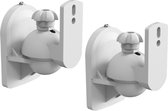 Universele Speaker Muurbeugel Set - Luidspreker Muur Ophangysteem - Wand Ophang Steun Beugel - Muurbeugel Draaibaar Kantelbaar - Ophangbeugel - Universeel - Set Van 2 Stuks - Wit