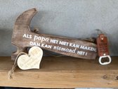 Cadeaupakket papa - vader inclusief houten hartje / Houten hamer met de tekst Als papa het niet maken kan, dan kan niemand het - bieropener mijn vader - vaderdag - opa