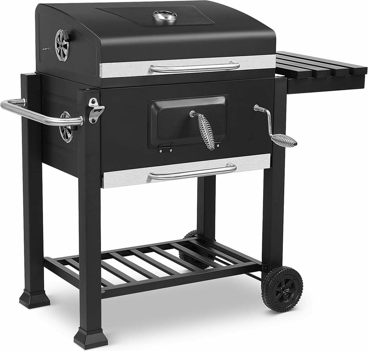 Kitchenbrothers Elektrische BBQ - Opvouwbaar - Barbecue met Wielen - Anti-aanbaklaag - Zijtafel