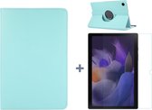 Arara Hoes Geschikt voor Samsung Galaxy Tab A8 (2021/2022) 10.5 inch draaibaar tablethoes + screenprotector - tempered glass - met stylus pen - Licht Blauw